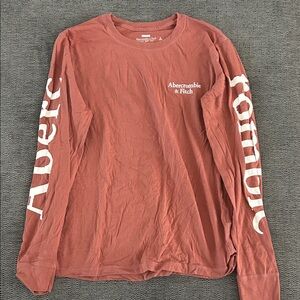 Abercrombie & Fitch women's Long Sleeve Logo Tee - Rusty Coral